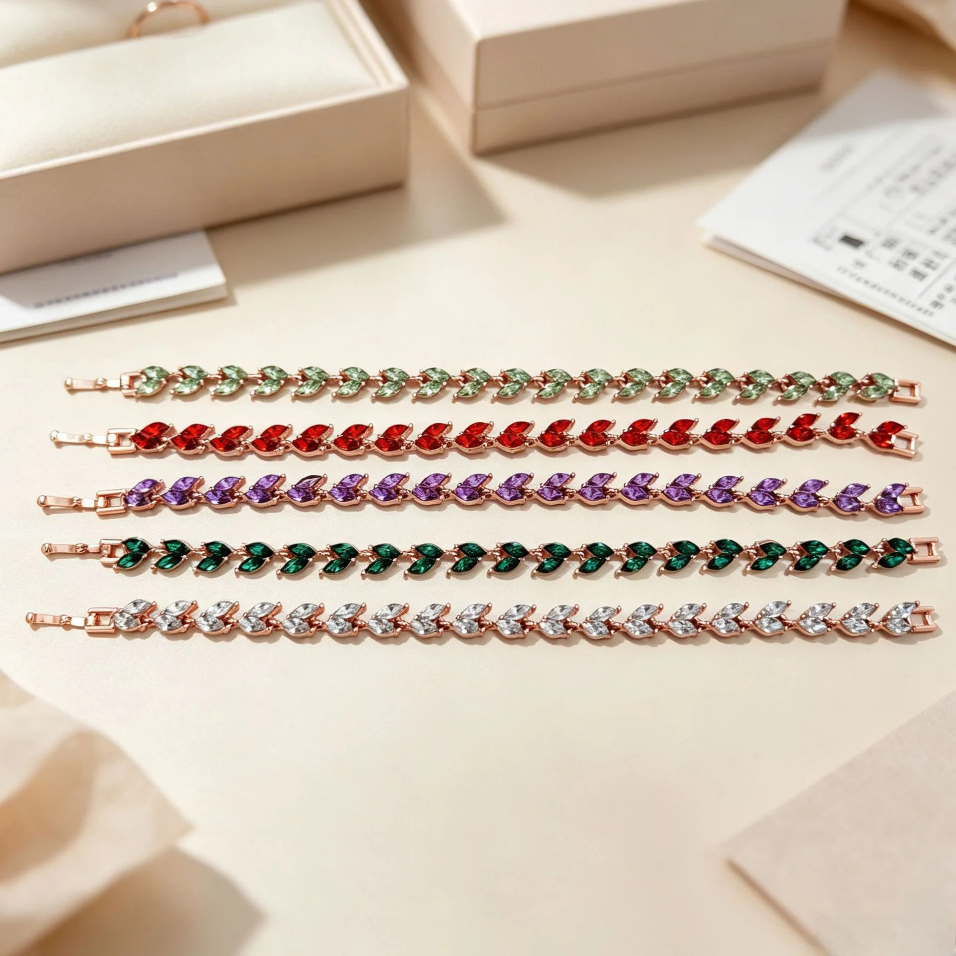 Light luxury colored diamond bracelet for women niche design fashionable and versatile accessory ins-style with a high-end feel