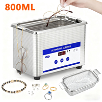 Glasses Jewelry Ultrasonic Cleaner 40KHZ High Frequency Ultrasound Washing Bath Home Ultrasonic Cleaning Machine 800ml