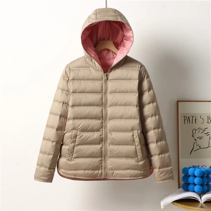 Frauen Herbst Winter Jacke Mode kurze ultraleichte Kapuzen mäntel neue einfarbige weibliche Daunen warme koreanische Parkas