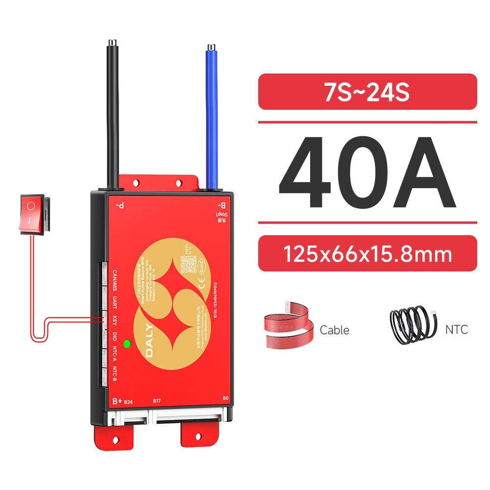Daly Smart BMS 4S 8S 16S 17S 24S 12V 24V 48V 60V 72V 40A 60A BMS mit Schlüssel für Lifepo4 Li-ion LTO Batterien für Elektroroller