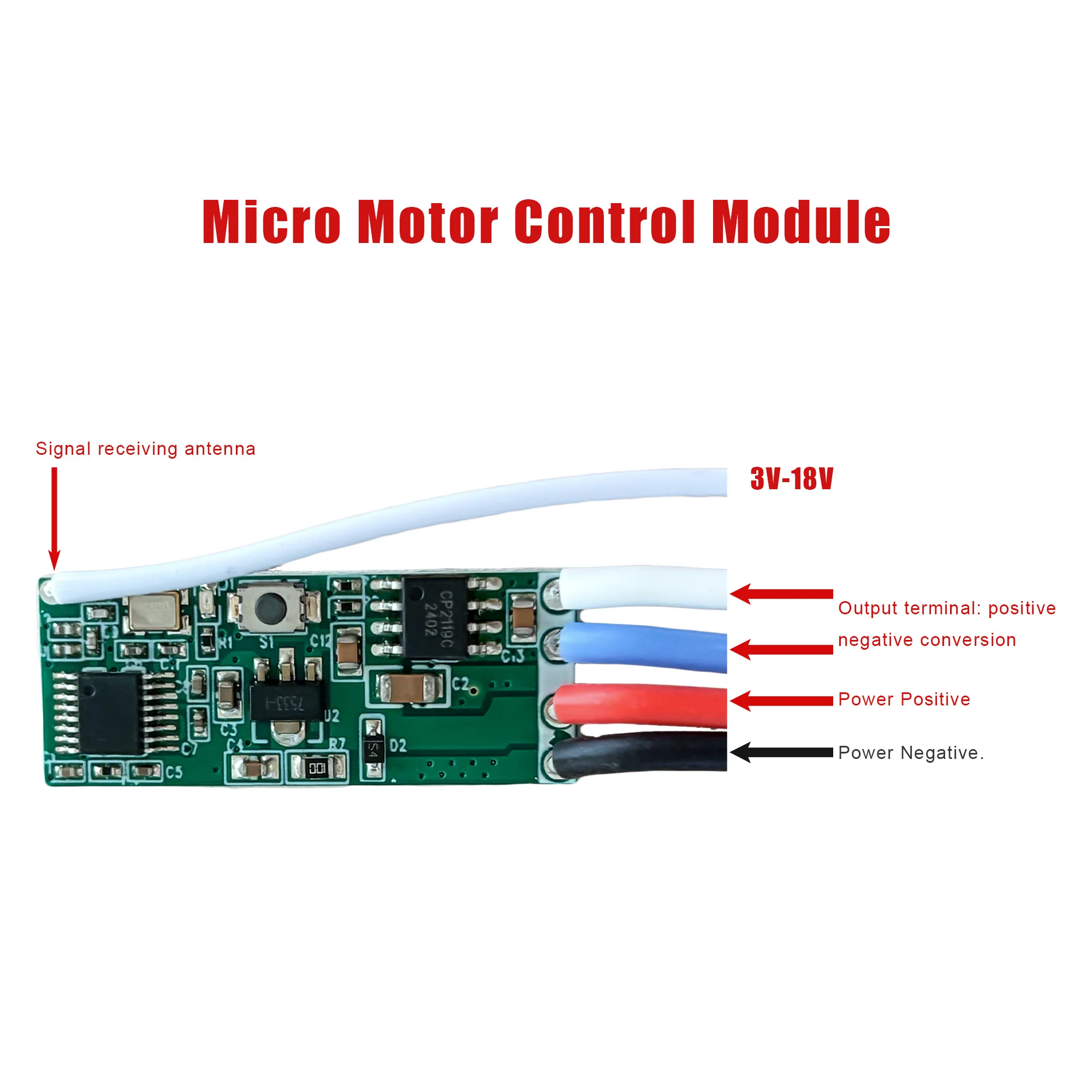 433MHz RF Wireless Remote Control Module DC 3V-16V Motor Forward Reverse Controller for Electric Curtain Rolling Door