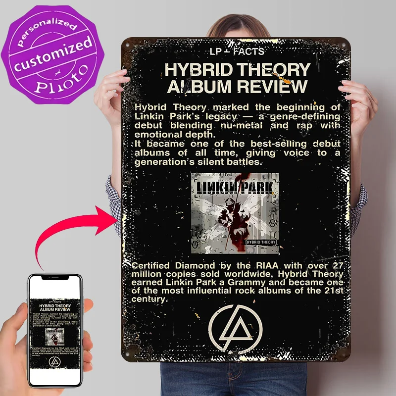 Vintage Album Hybrid Theory Art Personalized 3D Textured Metal Poster Wall Art Tinplate Sign for Luxury Home Decor Items Room