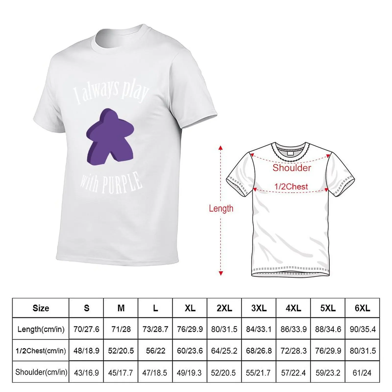 I Always Play with Purple Meeple Board Game Design T-Shirt printed t shirts for man man t shirts for men casual T-Shirt