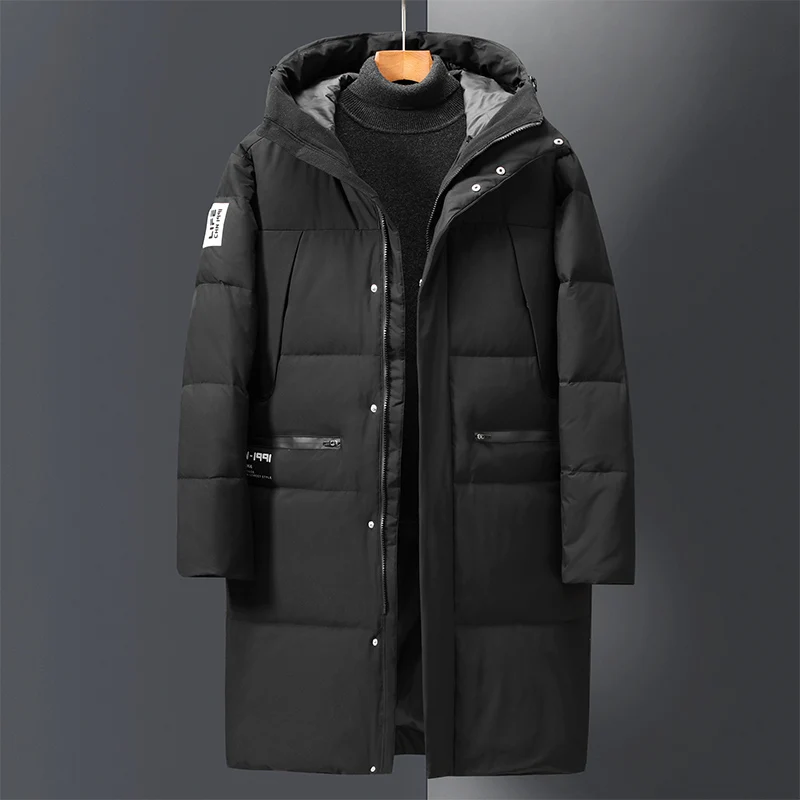 

Nice New Winter Men's Down Jacket Hooded Thick Warm White Duck Down Winter Coats Men Long Parkas Brand Men's Snow Outerwear
