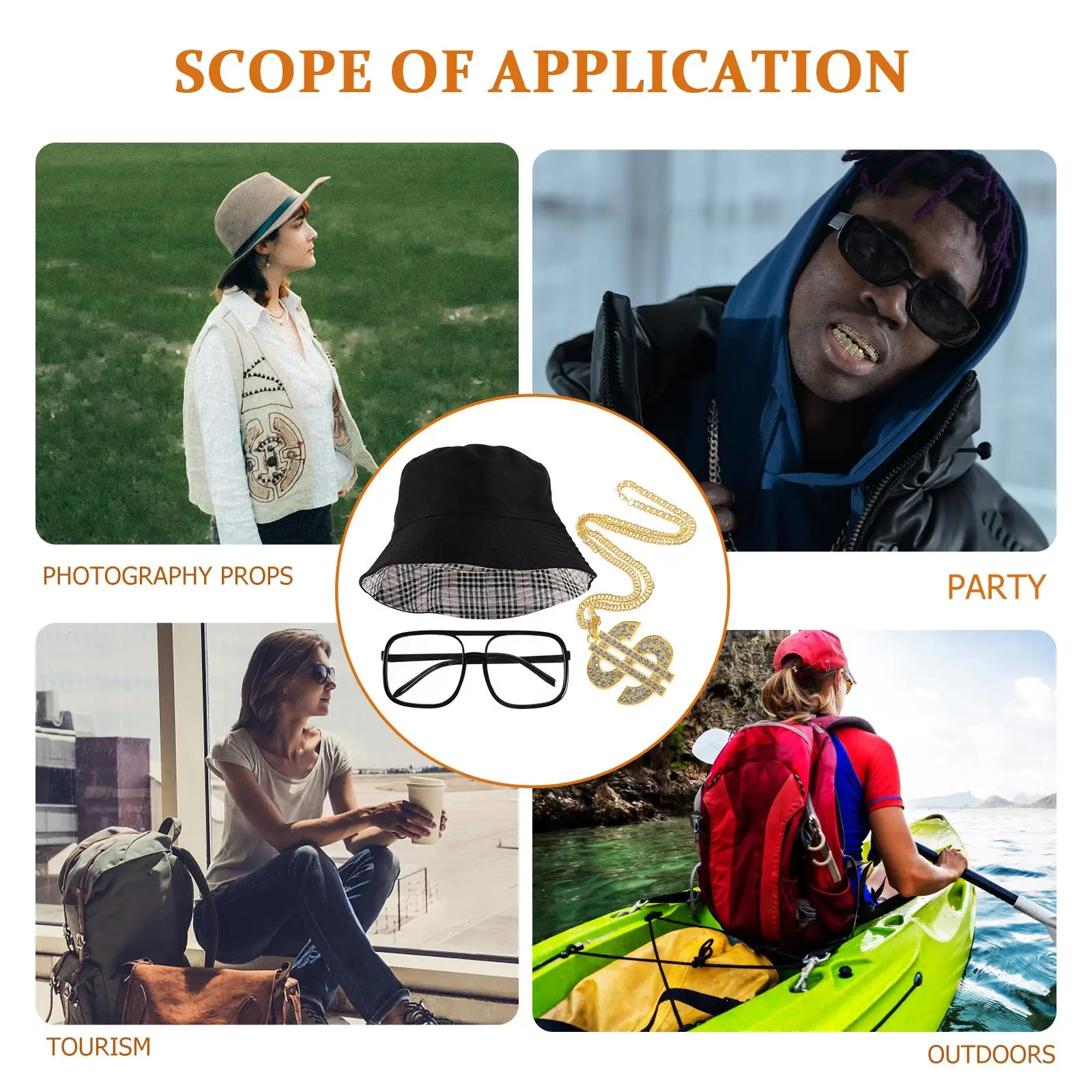 4 قطعة مجموعة أزياء الهيب هوب خمر 90s اكسسوارات النساء الرجال قلادة خواتم مجموعة مبالغ فيها مجوهرات الأزياء تأثيري الطرف