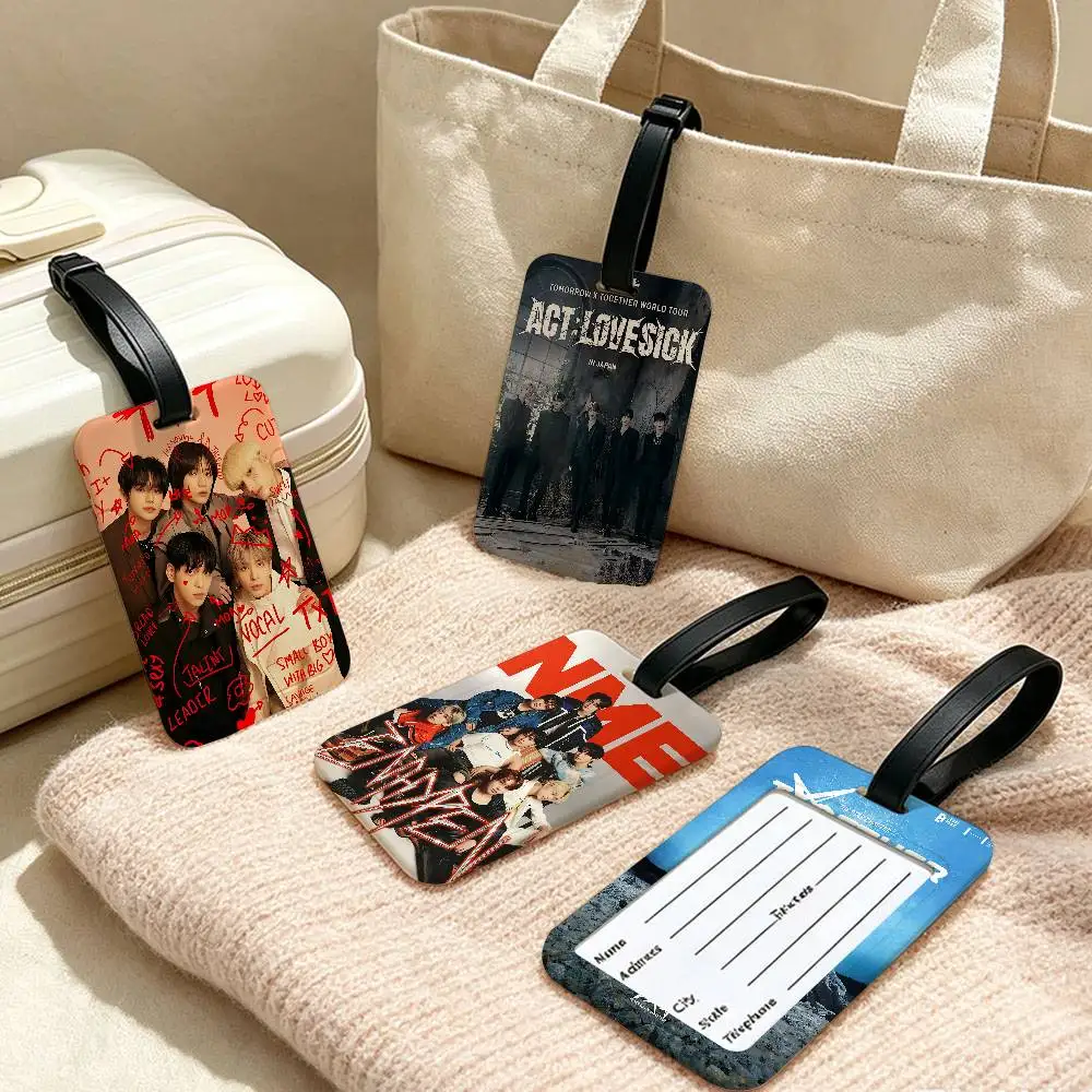 popular korea kpop band t-TXT PVC Baggage Identification Tag Anti lost Information Card Holder Travel Suitcase Name Tag
