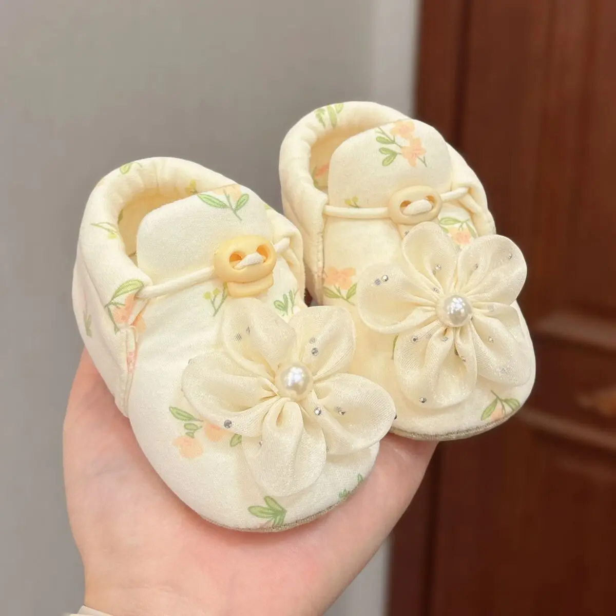 Baby Walking Shoes for 6-24 Months Girls Spring Lightweight Cotton Soft Sole Breathable Anti Slip Floral Pattern Toddler Shoes