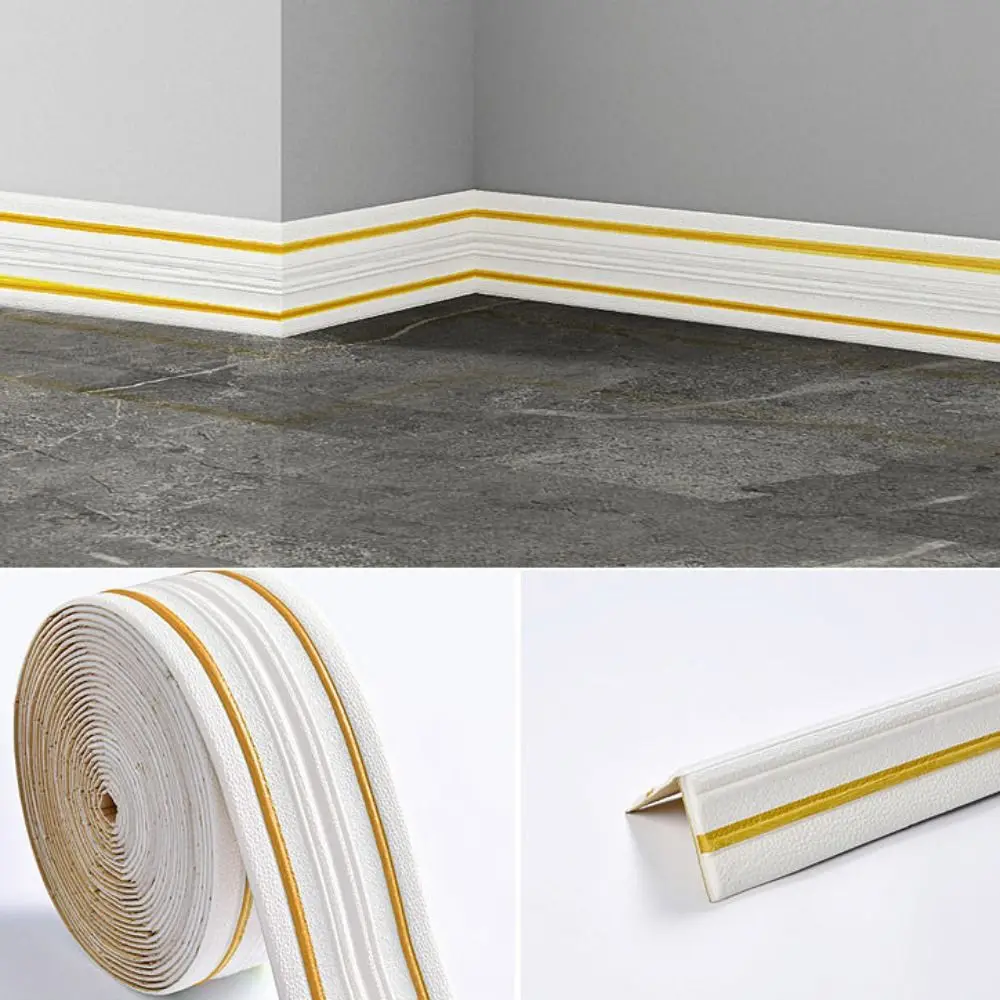 New XPE Foam 3D Skirting Line Waterproof Thicken Wall Stickers Self-adhesive Home Decor Waistline Edge Banding Strip 230cmX14cm