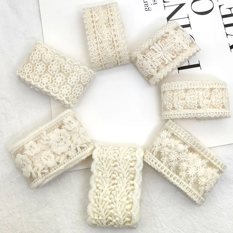 Lace Fabric Crafts 2022 Embroidery 1yard Ribbon for DIY Handmade Hairpin 3.5/4cm Sewing Handicraft Accessories Decoration G128