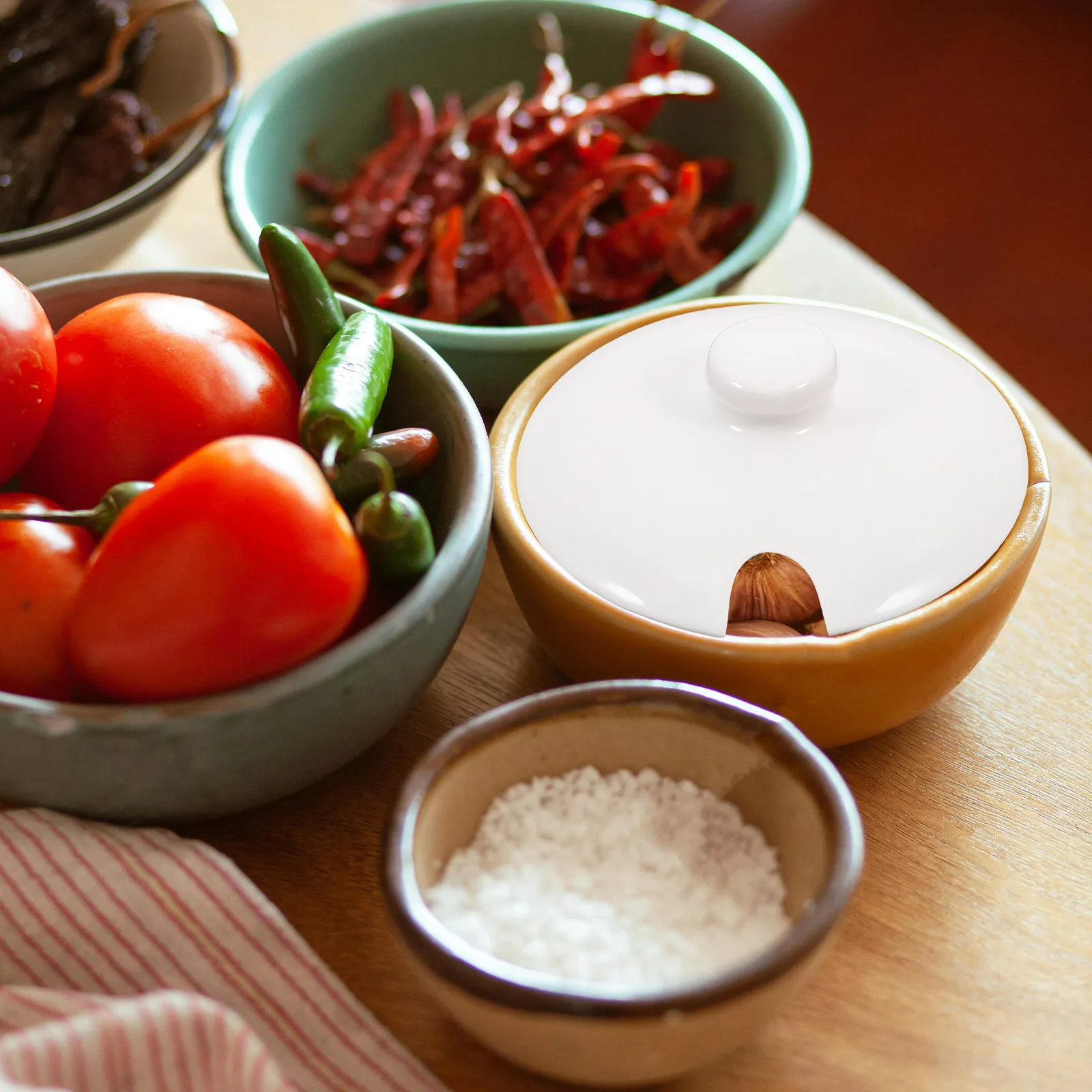 Ceramic Seasoning Jar Lid Universal Fit Easy Clean Spoon Hole Kitchen Jar Replacement Cover Ceramic Bottle Cover - view 6