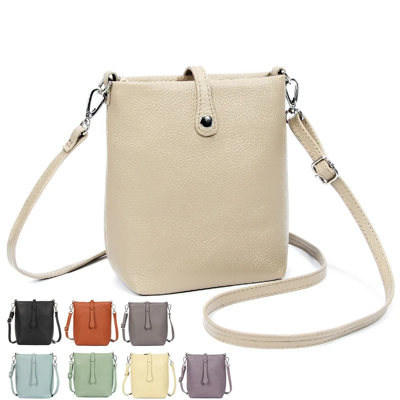 

New Genuine Leather Bucket Bag Exquisite Crossbody Bag Women's Hundred New Large Capacity Fashion Simple Shoulder Bag