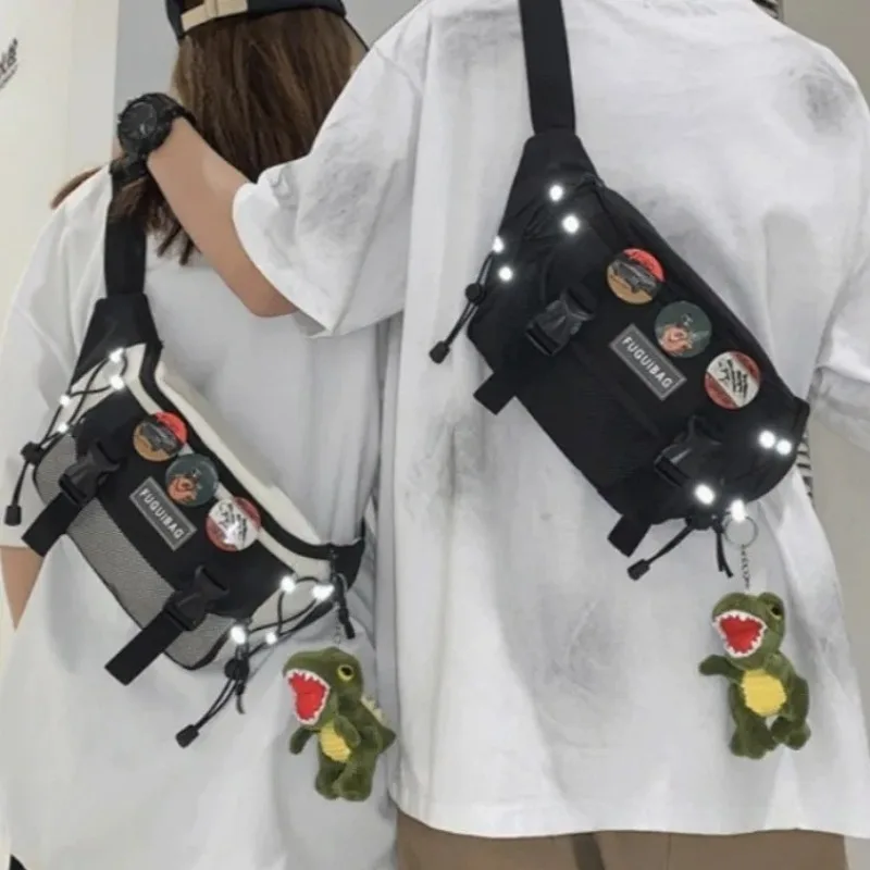 

Men Women Chest Bags Trendy Casual Crossbody Bag Ins Nylon Small Shoulder Bag Large Capacity Waist Bag Student