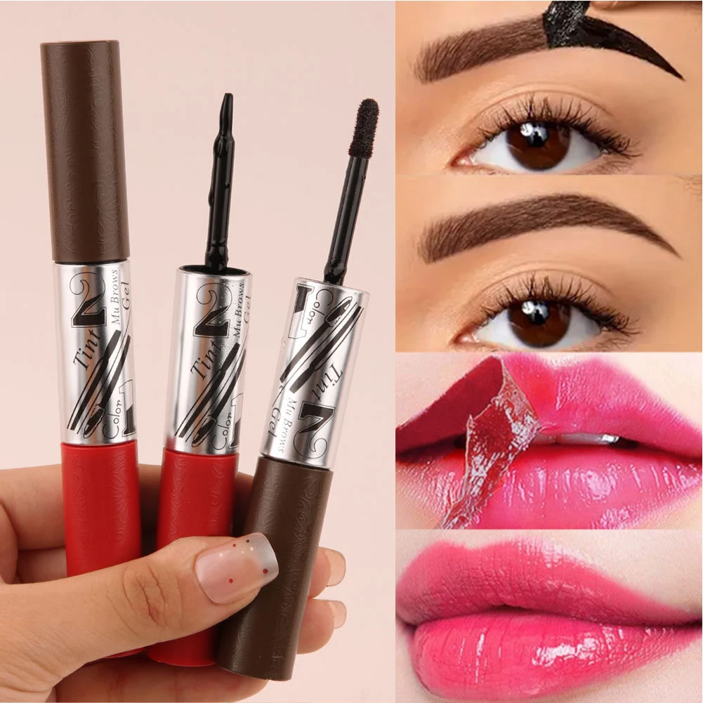 2 in 1 Dual-ended Peel Off Eyebrow & Lip Tattoo Tint, Matte Waterproof Long Lasting Makeup Stain