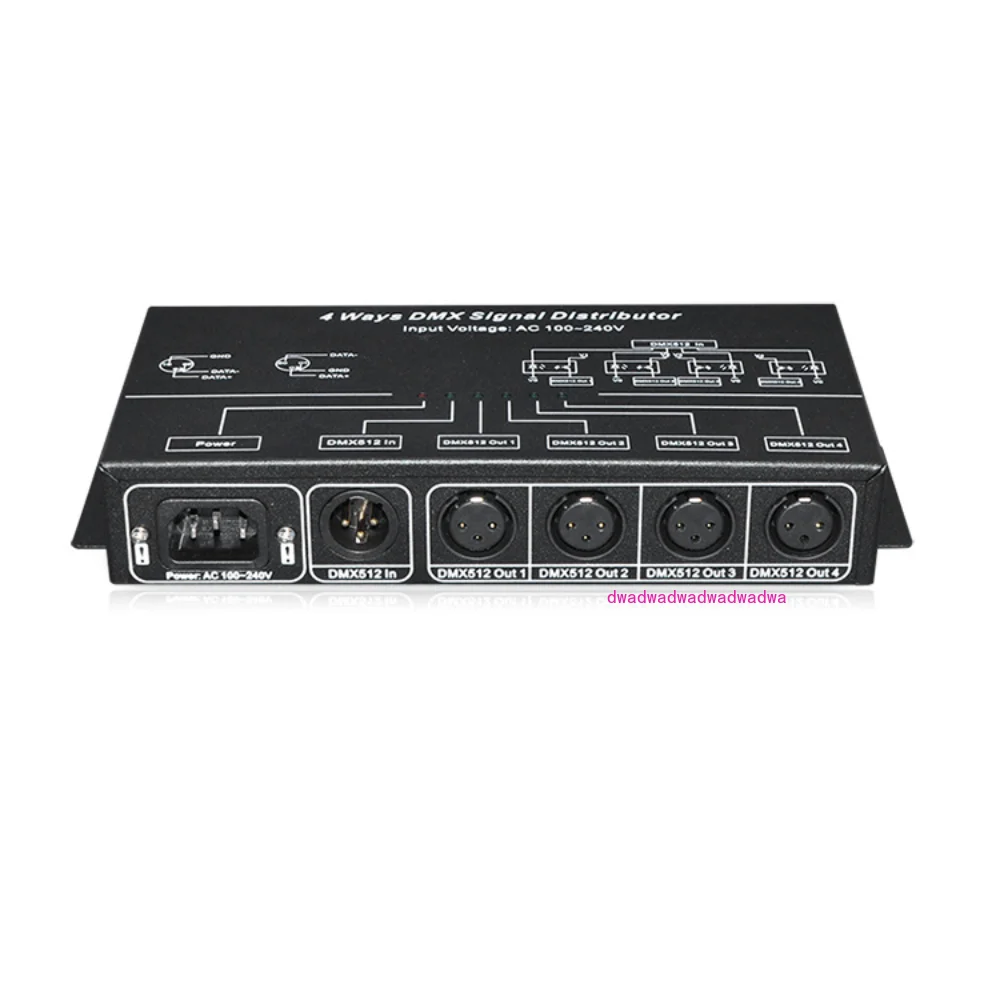 4CH DMX512 Signal Splitter 4-Way Optoelectronic Isolation Signal Amplifier For Stage Lighting