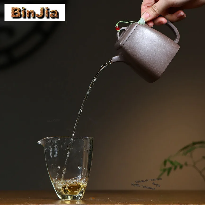 250ml Exquisite Yixing Purple Clay Teapots Handmade Square Qin Quan Pot Raw Ore Livid Section Mud Kettle Chinese Zisha Tea Set