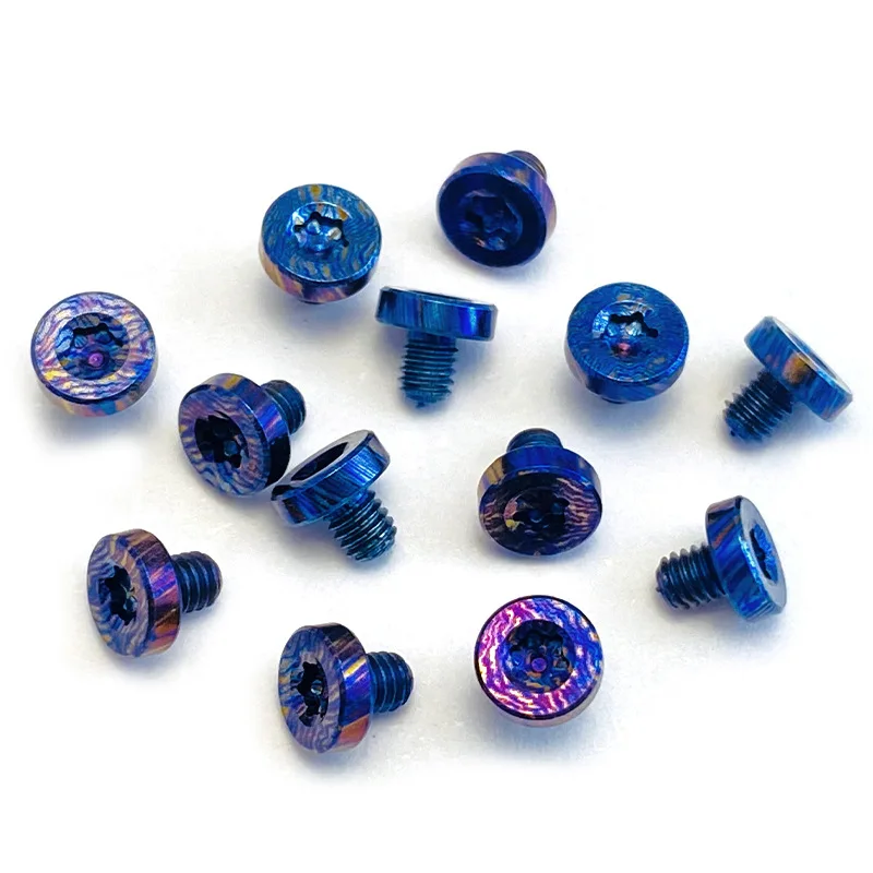 2 Ukuran Titanium Pisau Kustom Timascus Pola Damaskus M2.5 Sekrup T8 Torx Tombol Kepala Kuku Pengikat Spindle Rivet DIY Bagian