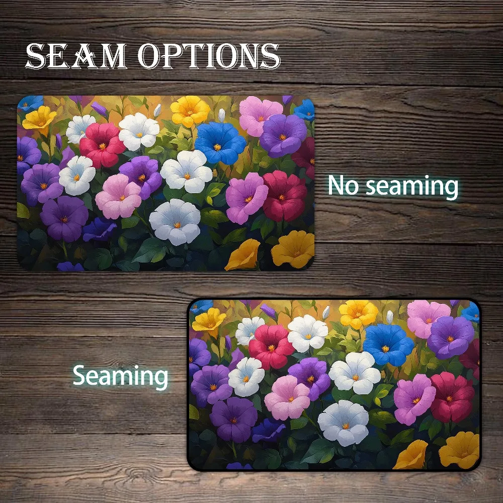 Colorful Petunia Flower Garden TCG Playmat Vibrant Oil Painting Style Bright MultiColor Blooms Lush Floral Art Non‑Slip Desk Mat