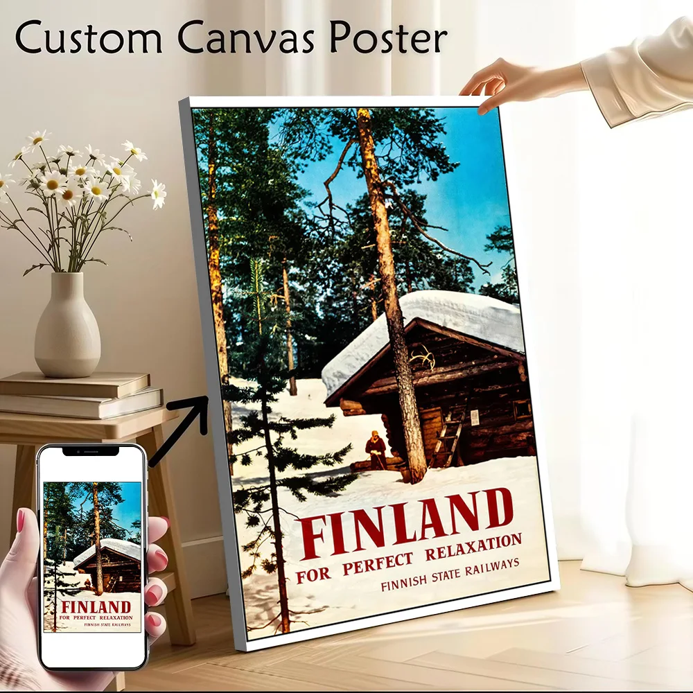 Finland Travel Canvas Print Perfect Gift for Fans Lovers Personalized Wall Art Poster for Home Decor Living Room Painting Mural
