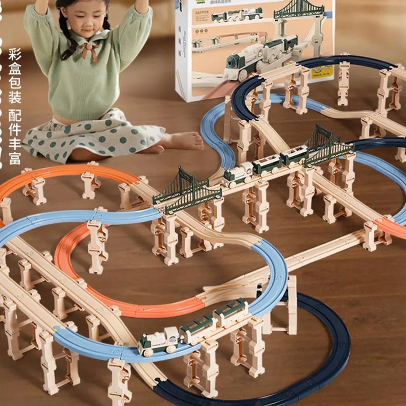 Electric Christmas Track Toy Set DIY Children Toys Puzzle Assembled Railway Track Building Block Track Toy for Kid Christma Gift