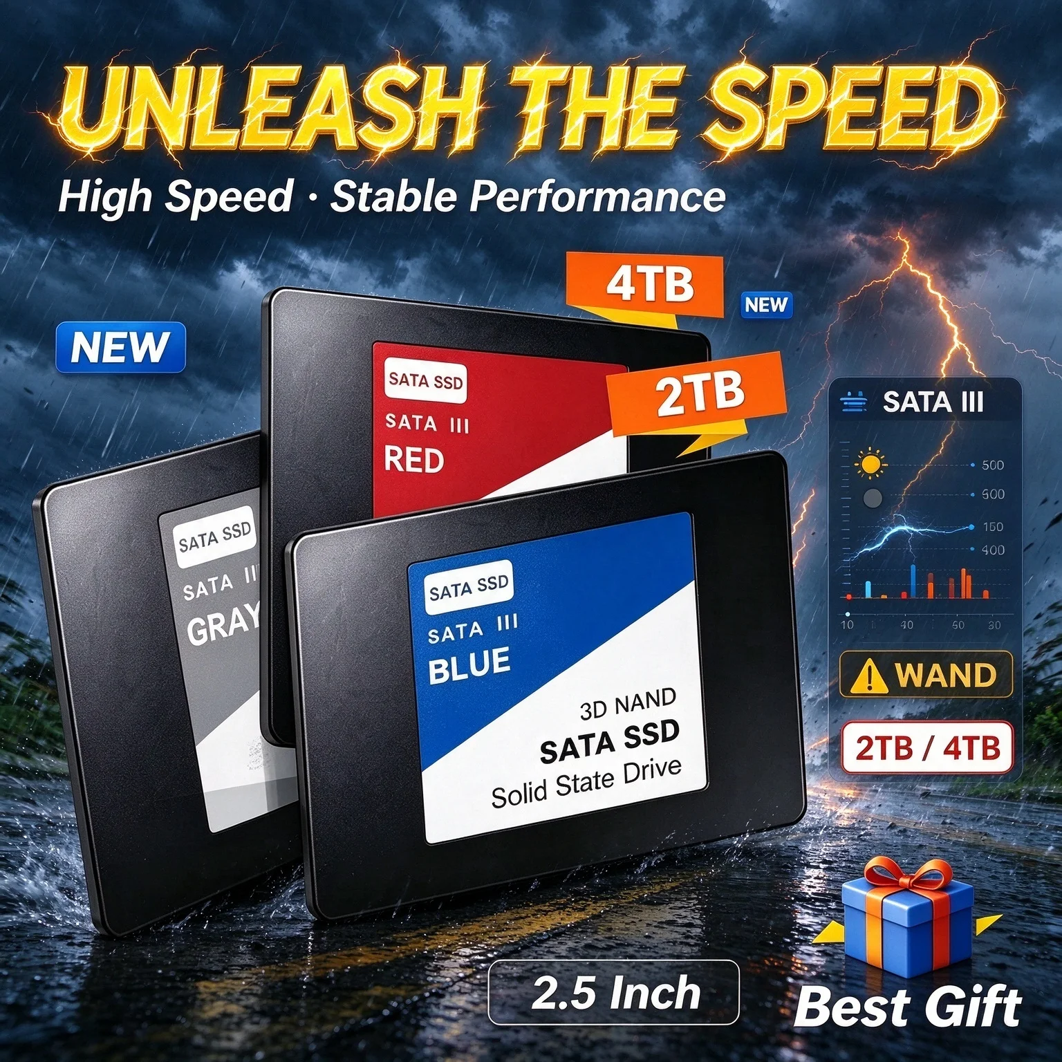 Large Storage Capacity Hard Drive Disk NEW SATA 3 Hard Drive SSD 4TB Internal Solid State Drive For Laptop Capacity Secure