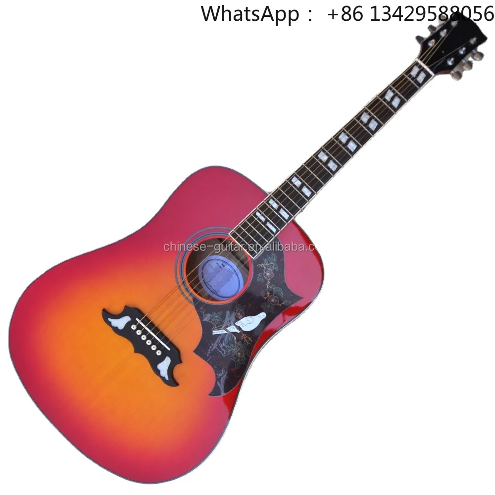 Flyoung Cherry Sunburst 41 Inch Acoustic Guitar Top Solid Classical Guitar Stringed Instruments