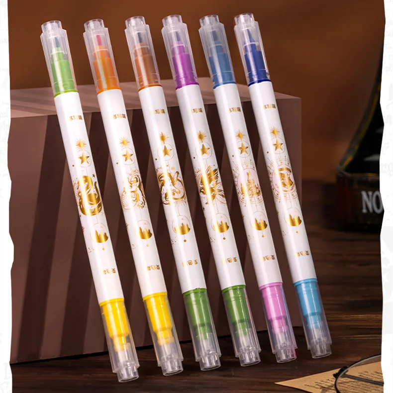 6Pcs/Set DELI S119 Harry Potter Discolored Highlighter Kawaii Expression Paint Marker Pen School Office Office Stationery Supply