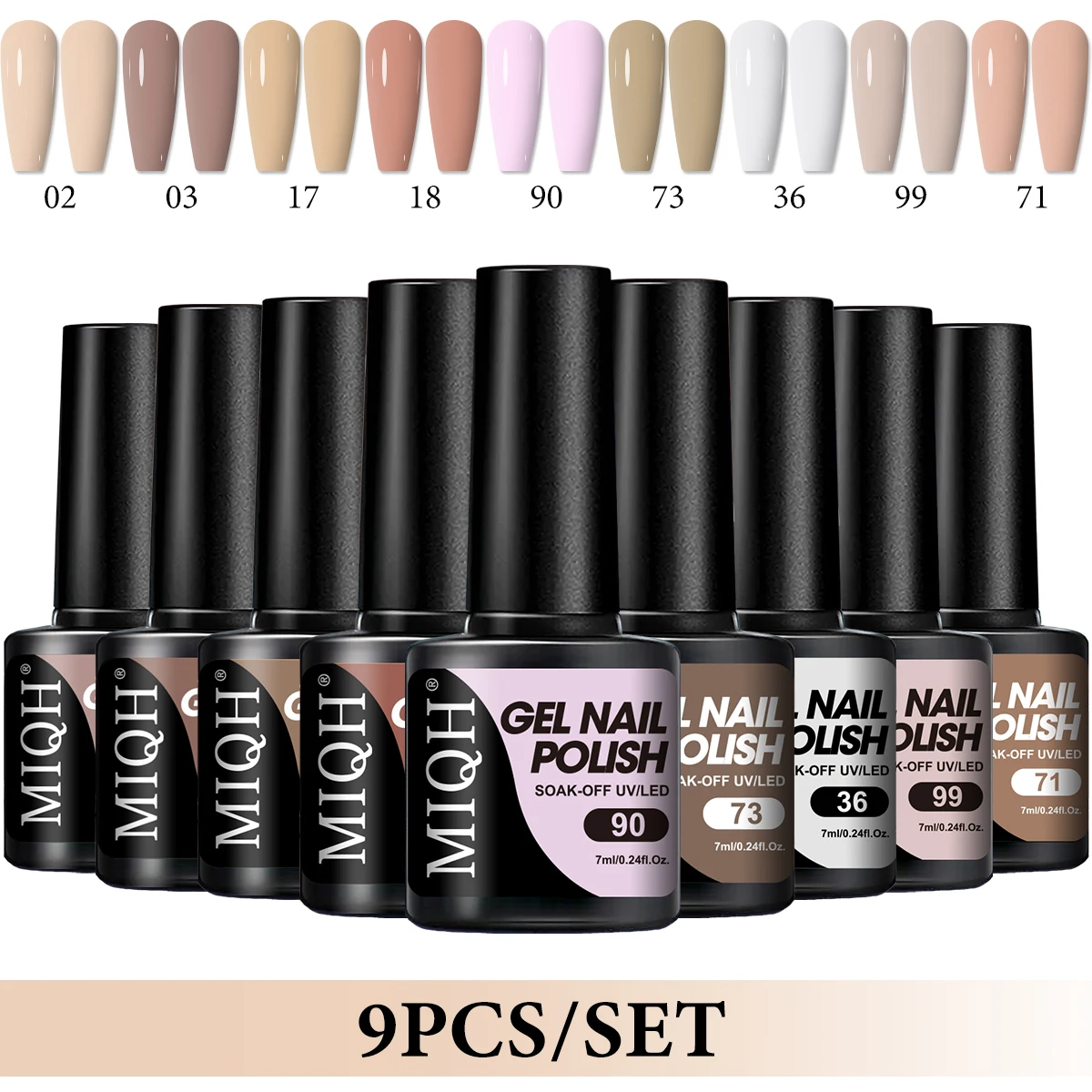 0.24oz/9PCS Summer Ice Clear Specially Mixed Bubble Water Glass Bead Cat's Eye Gel Nail Polish 2025 New Sparkling Fully Matched