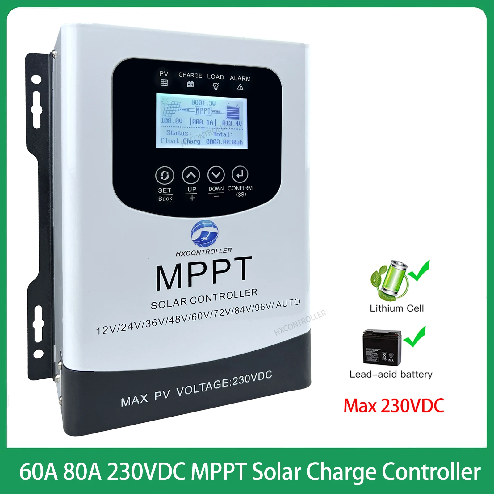 80A 60A 230VDC Solar Battery Charge Controller MPPT Solar Panel Regulator Support Charging Voltage Adjust For 12V 24V 48V 60V 72