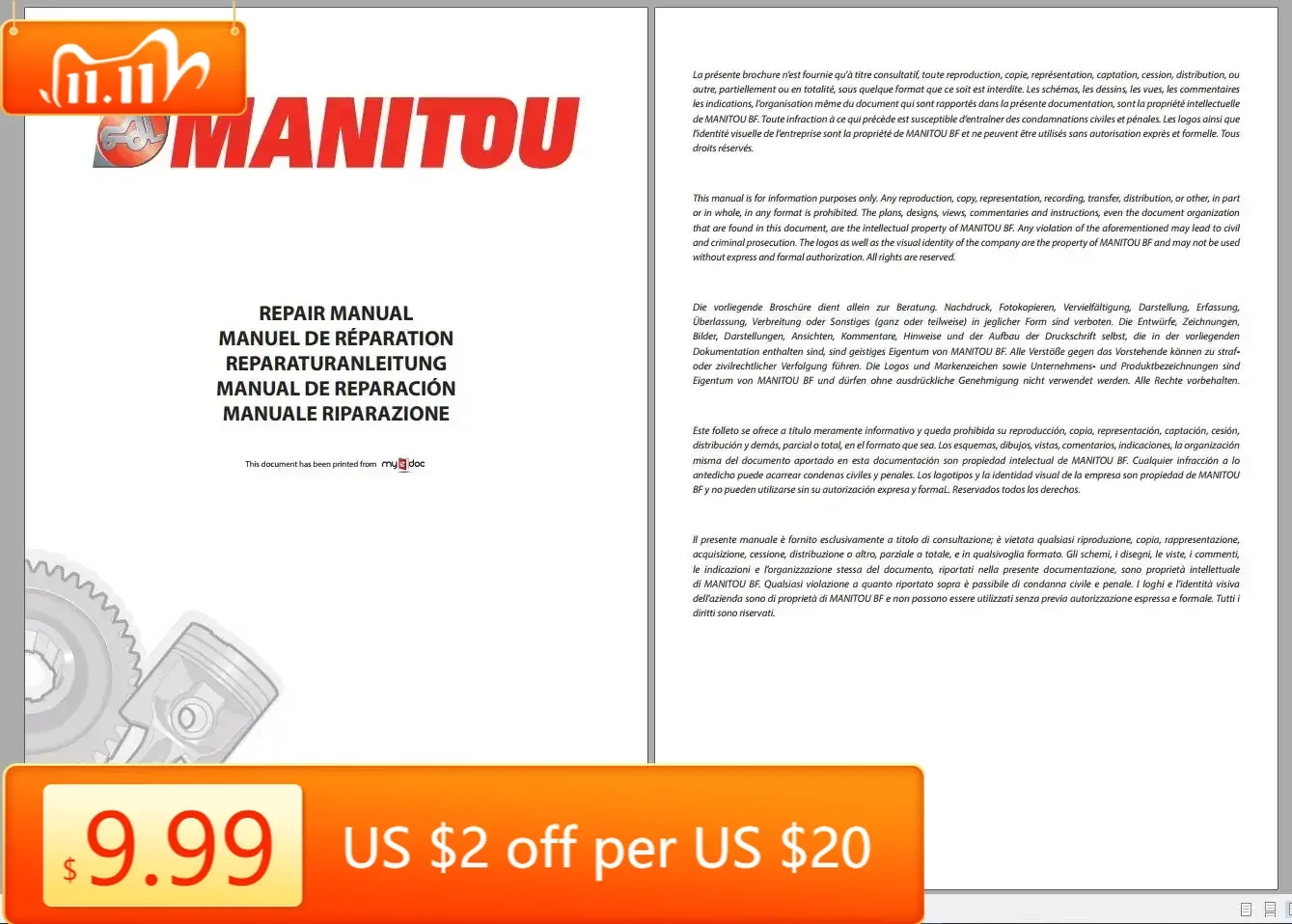 

TruckEPC Manitou PDF DVD 37,66 ГБ Обновлено 2021. Обновленное обслуживание, детали и руководство по эксплуатации.