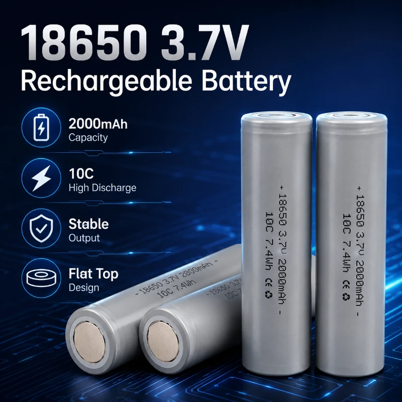 18650 Lithium Battery 2000mAh 3.7V10C Power Electric Tool Battery Pack Rechargeable Long Endurance Stable  Battery