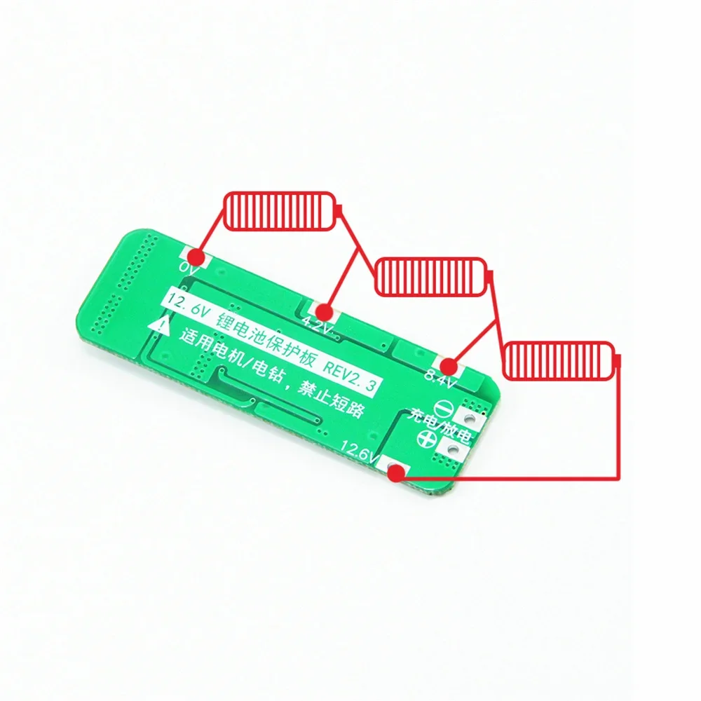 Placa de protección PCB BMS, cargador 18650, 3S, 20a, batería de litio de iones de litio para Motor de taladro, 12,6 V, módulo de celda Lipo 64x20x3,4mm