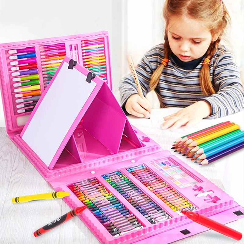 VIP Link 42-208PCS Children Art Set Painting Watercolor Pencil Crayon Water Pen Doodle Drawing Board Kit Kids Gift