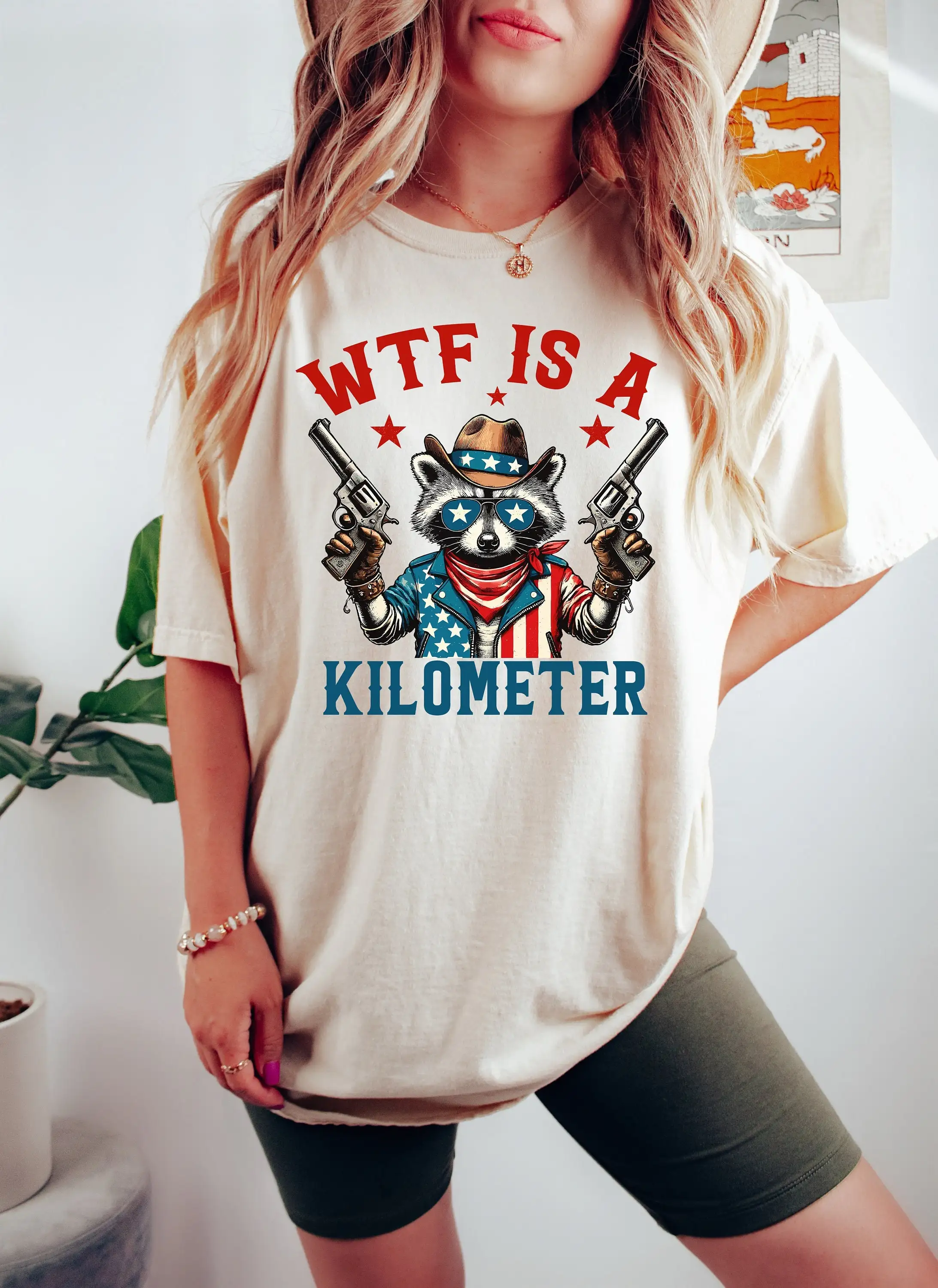 Wtf Is A Kilometer T Shirt Funny Meme Usa Raccoon Weird 90S Trendy Flag