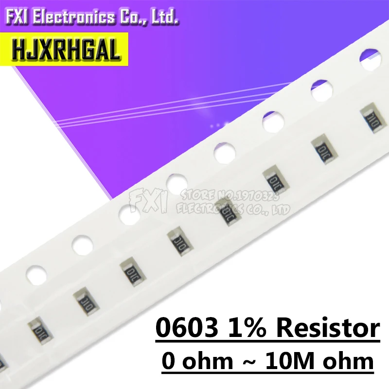 5000PCS 0603 Resistor SMD Accuracy 1% 0 ohm ~ 10M ohm 1K 2.2K 10K 100K 0 1 10 100 150 220 330 ohm 1R 10R 100R 150R 220R 330R