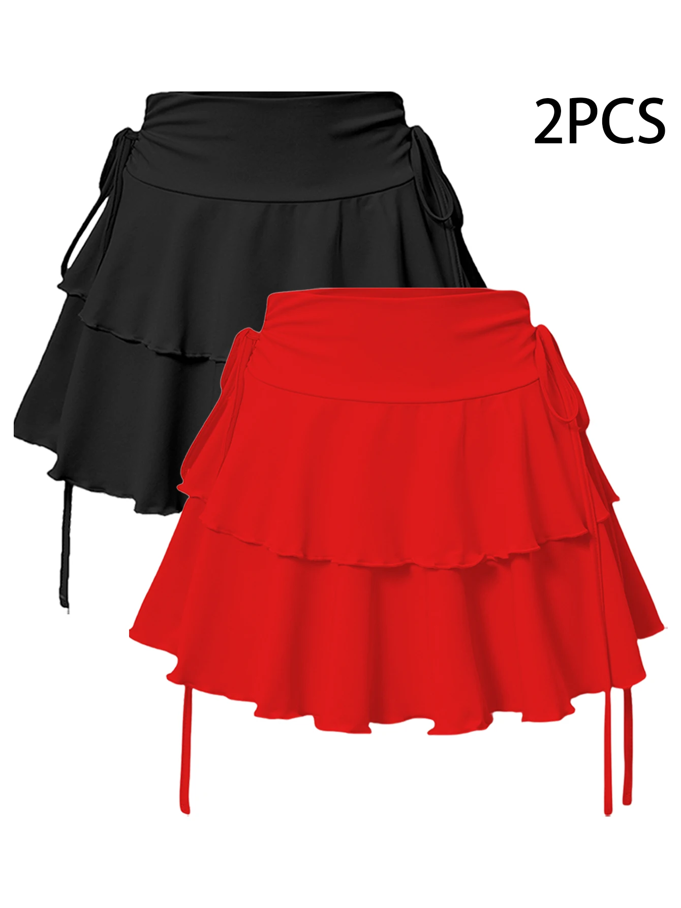 2PCS New Solid Color Skirt Women Summer Fashion Outdoor Versatile High Waist Slim Fit Elastic Waist Short Skirt Goods In Stock