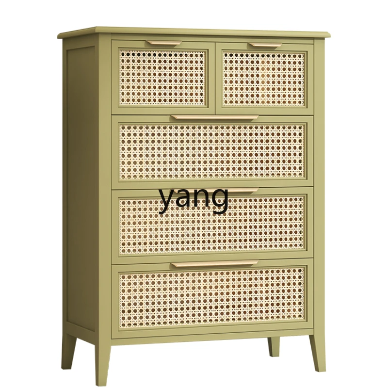 

LXL Chest of Drawers Bedroom Living Room Wall-Mounted Curio Cabinet High-Grade Rattan Furniture