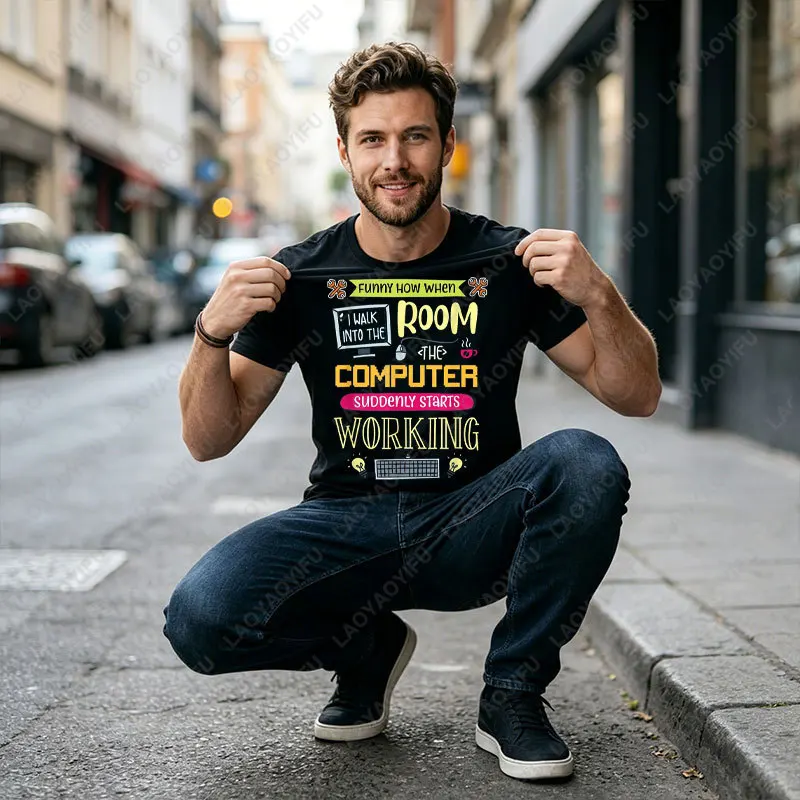 IT Lovers Computer Geek Humor Graphic T-shirt 100% Cotton Short Sleeve Casual Humor Style Outdoorwear Tshirt Men Clothing