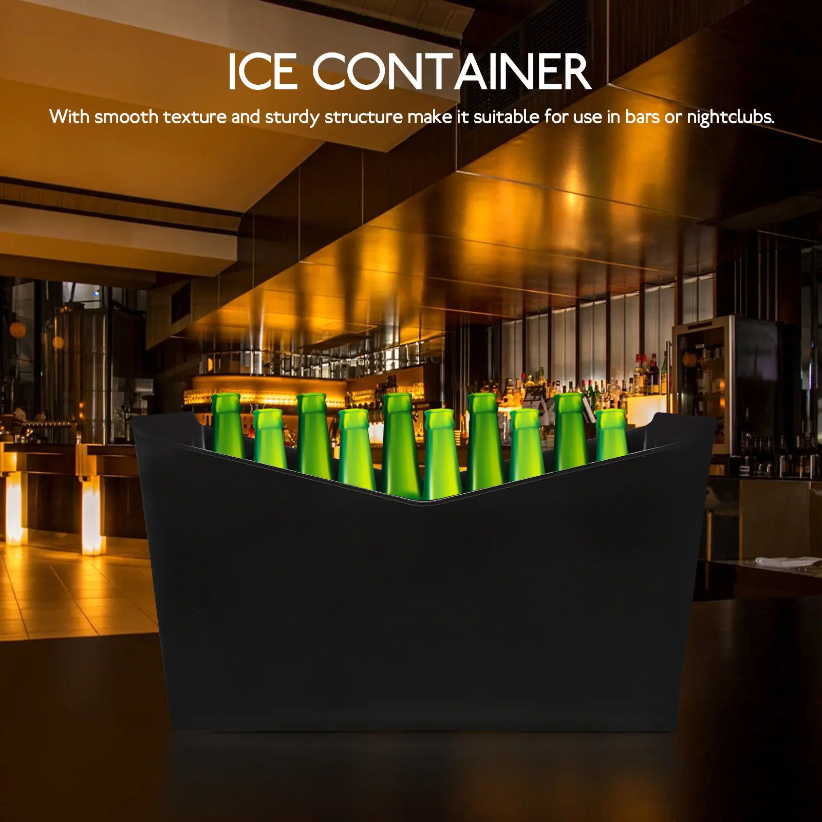 PP Ice Bucket for Beverages Beer Wine Bar Nightclub Ktv Use Sturdy Non-Tip Design Long-Lasting Cold Retention Portable