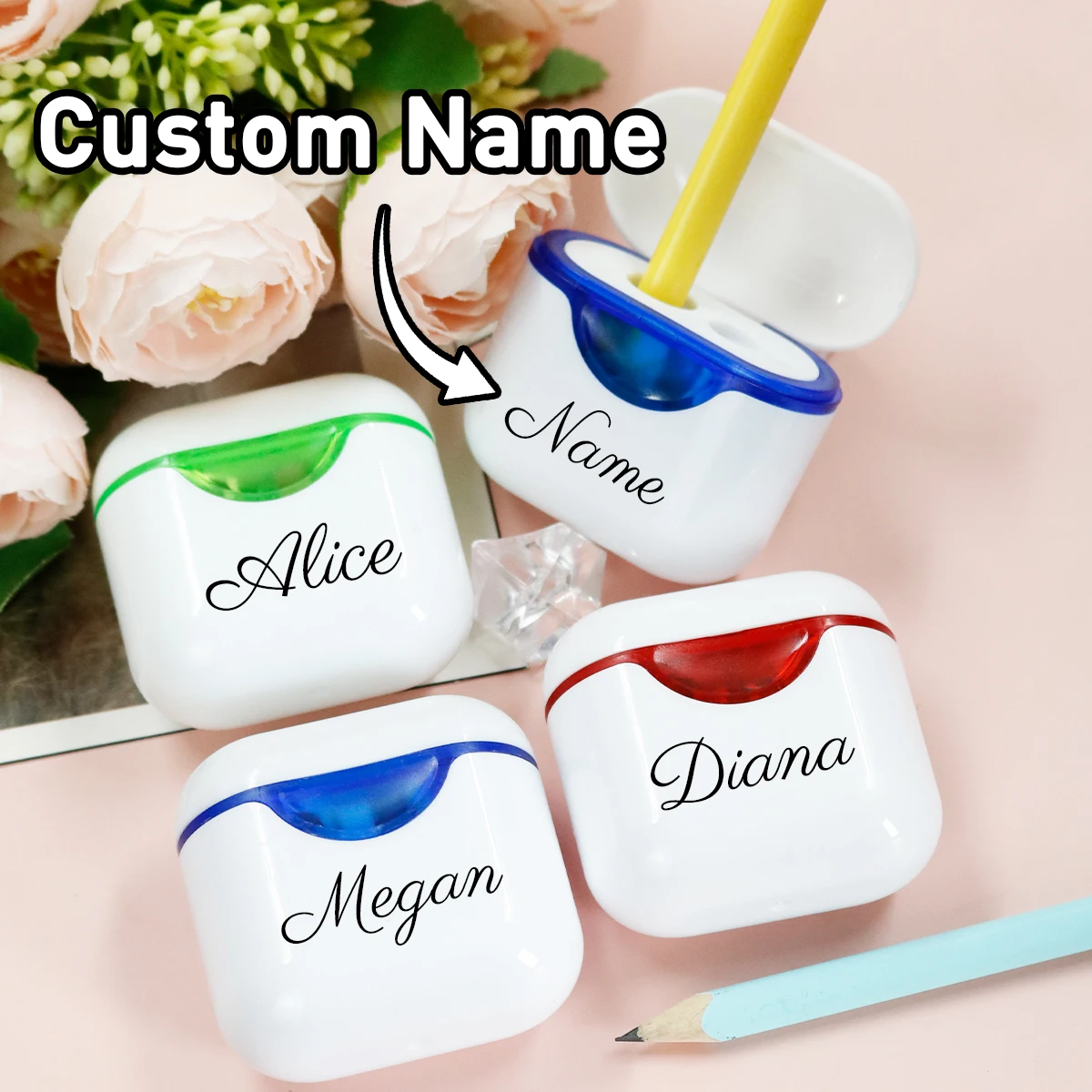 Custom Name Pencil Sharpener, Customized Double Head Pencil Sharpener Manual, Back To School Supplies, Birthday Gifts
