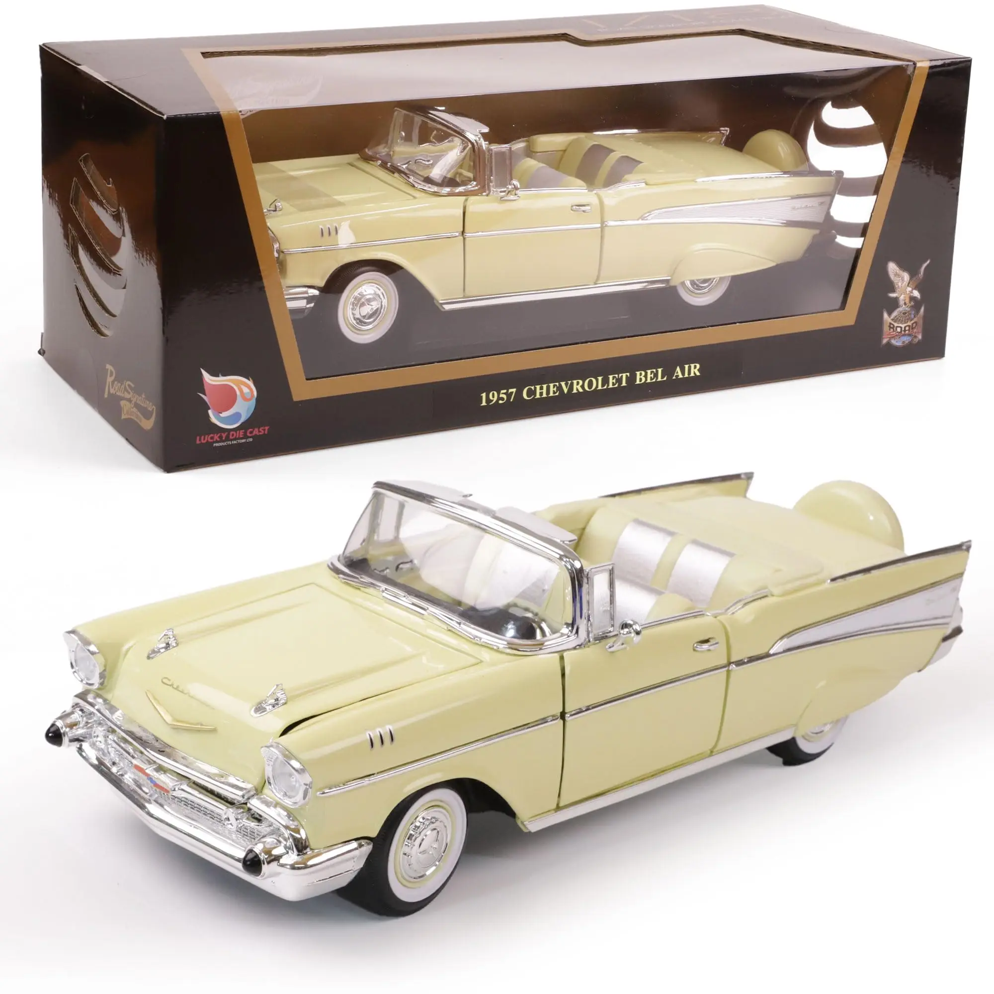 

Chevrolet Bel Air Convertible 1957 года, литая под давлением модель 1:18, официально лицензированная с рабочими дверями, капотом и рулевым управлением, классический автомобиль из сплава