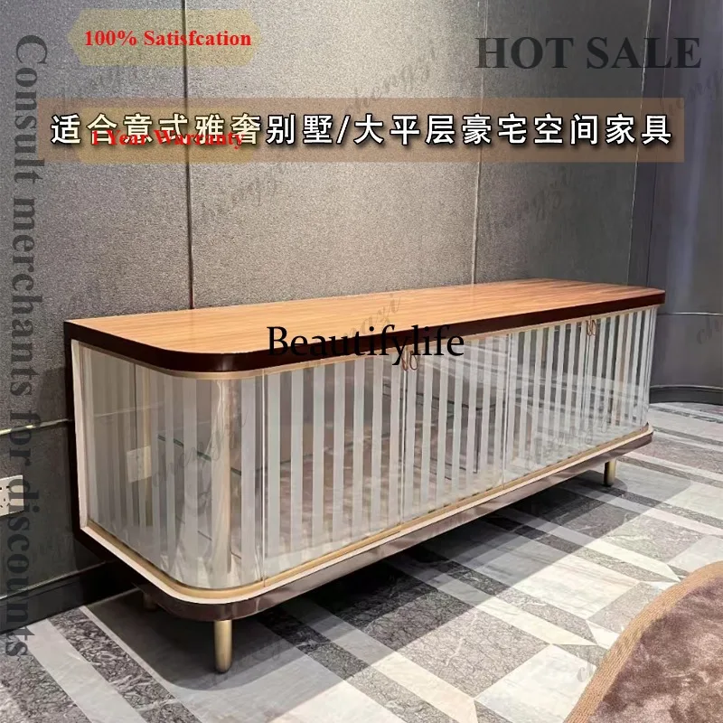 light luxury glass side cabinet villa large flat floor restaurant locker high-end furniture customization