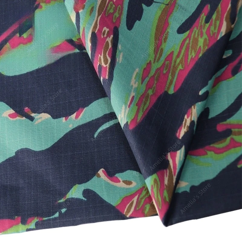 

Miami Tiger Stripe Camo NYCO 50/50 Ripstop Fabric - Durable Breathable Tactical Frog Suit Material