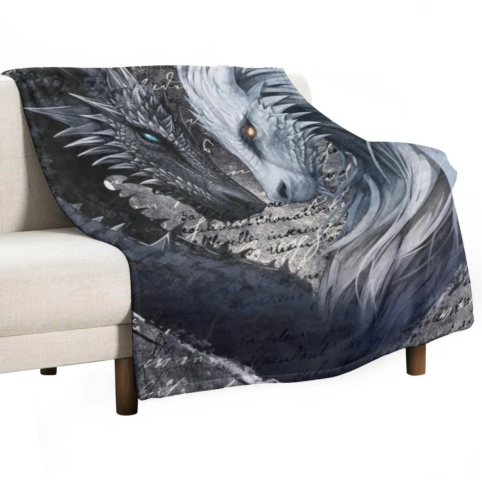 Eternal Dance of Light and Dark Dragons Art Throw Blanket Soft Polar Personalized Gift valentine gift ideas Blankets