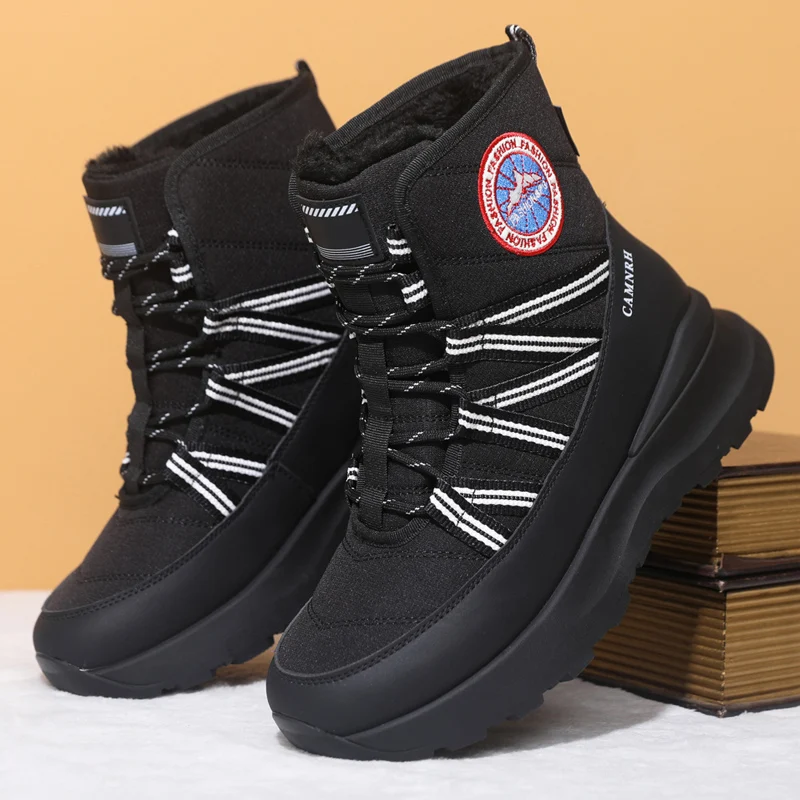 

unisex boots winter high top boots casual boots plush warm fashion versatile thick sole anti slip wear-resistant workwear boots