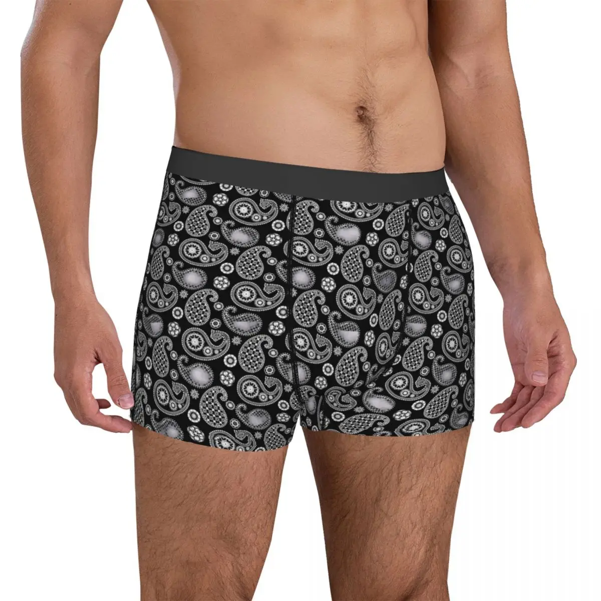 Ropa interior con estampado de Paisley, calzoncillos Boxer personalizados en blanco y negro, calzoncillos masculinos Trenky, pantalones cortos elásticos, calzoncillos de regalo