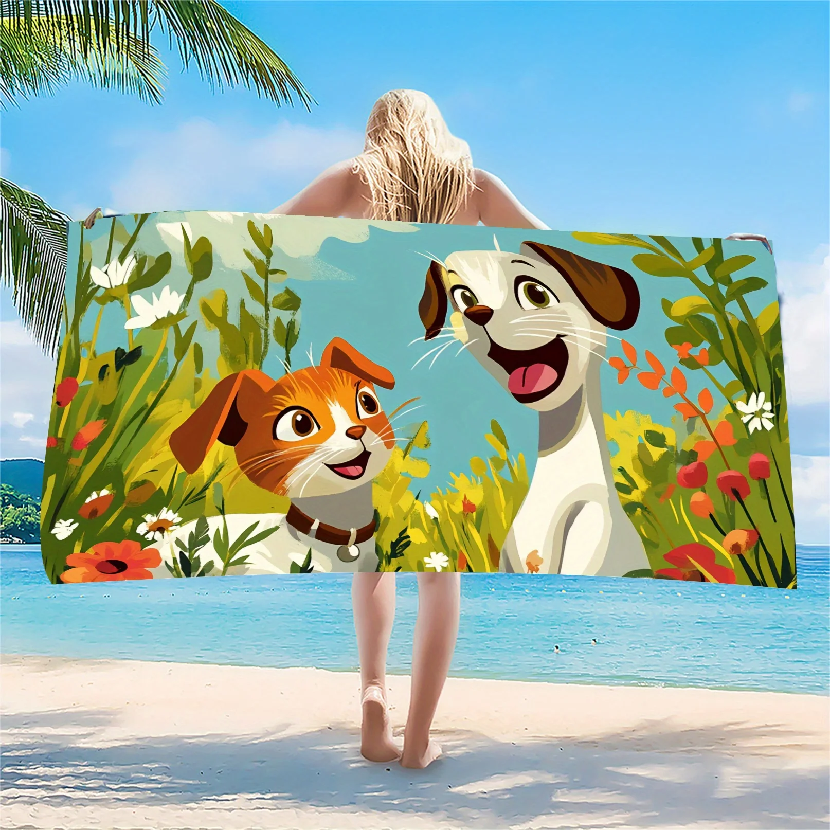 

Adorable Cat and Dog Bath Towel - Ultra-Soft, Super Absorbent, Quick-Dry - Perfect for Everyday Use and Gifts, Vibrant Design
