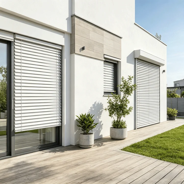 Exterior Custom Electric Plain Waterproof Aluminum French Window Louver Blinds Wind Resistant Blackout UV Protection