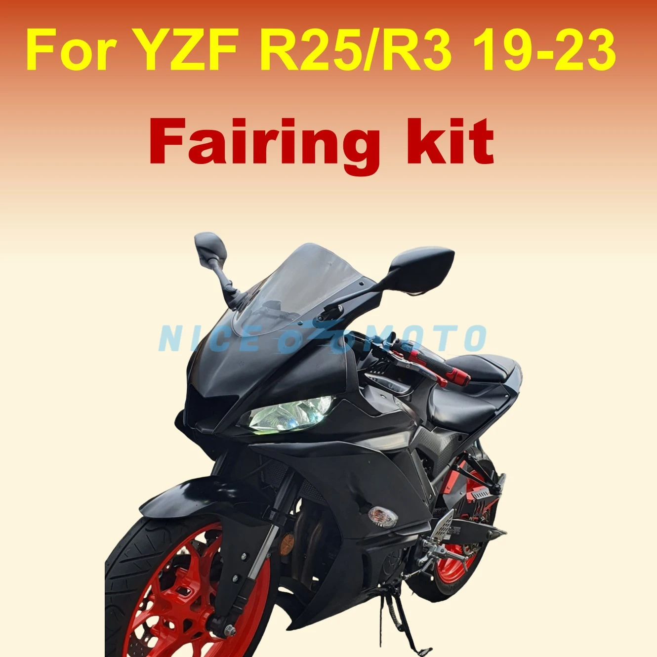 New ABS Injection Plastic for YAMAHA YZF R3 2019 2020 2021 2022 2023  R25 20 21 22 23  Black Bodywork Protection Fairing kit