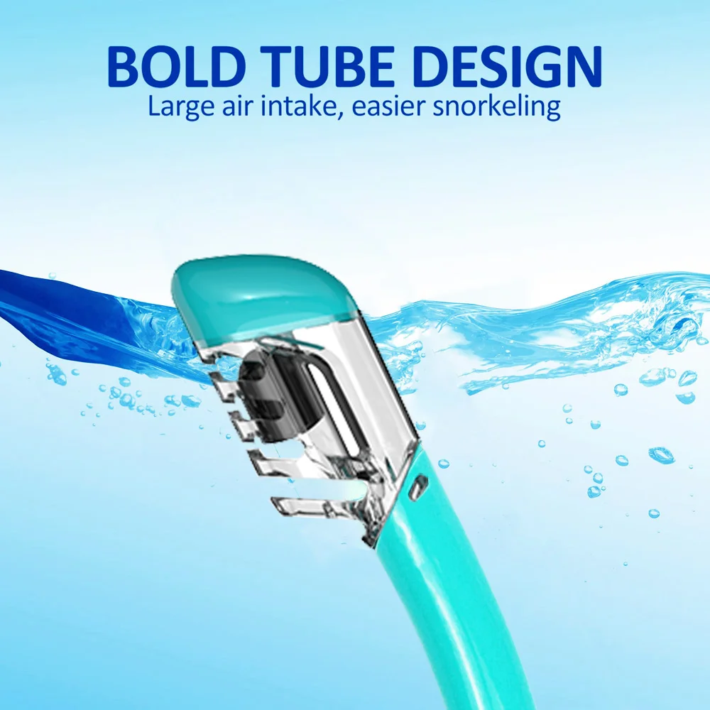 Full Dry Snorkel Easy-Breath Diving Snorkel for Scuba Diving Freediving Swimming Top Dry Valve Food-Grade Silicone Mouthpiece