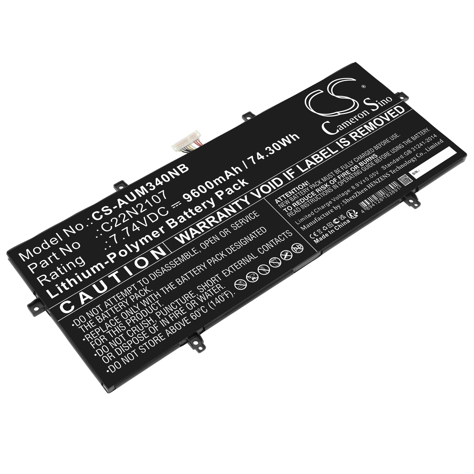 Replacement 7.74V 9600mAh Laptop Battery C22N2107 for Asus ZenBook 14 OLED UX3402 UX3402QA UM3402YA Zenbook 14 2022 UX4302ZA